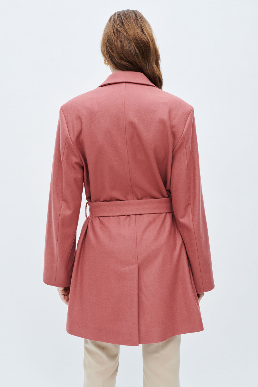 AQVAROSSA Asilah loden jacket in coral colour back view