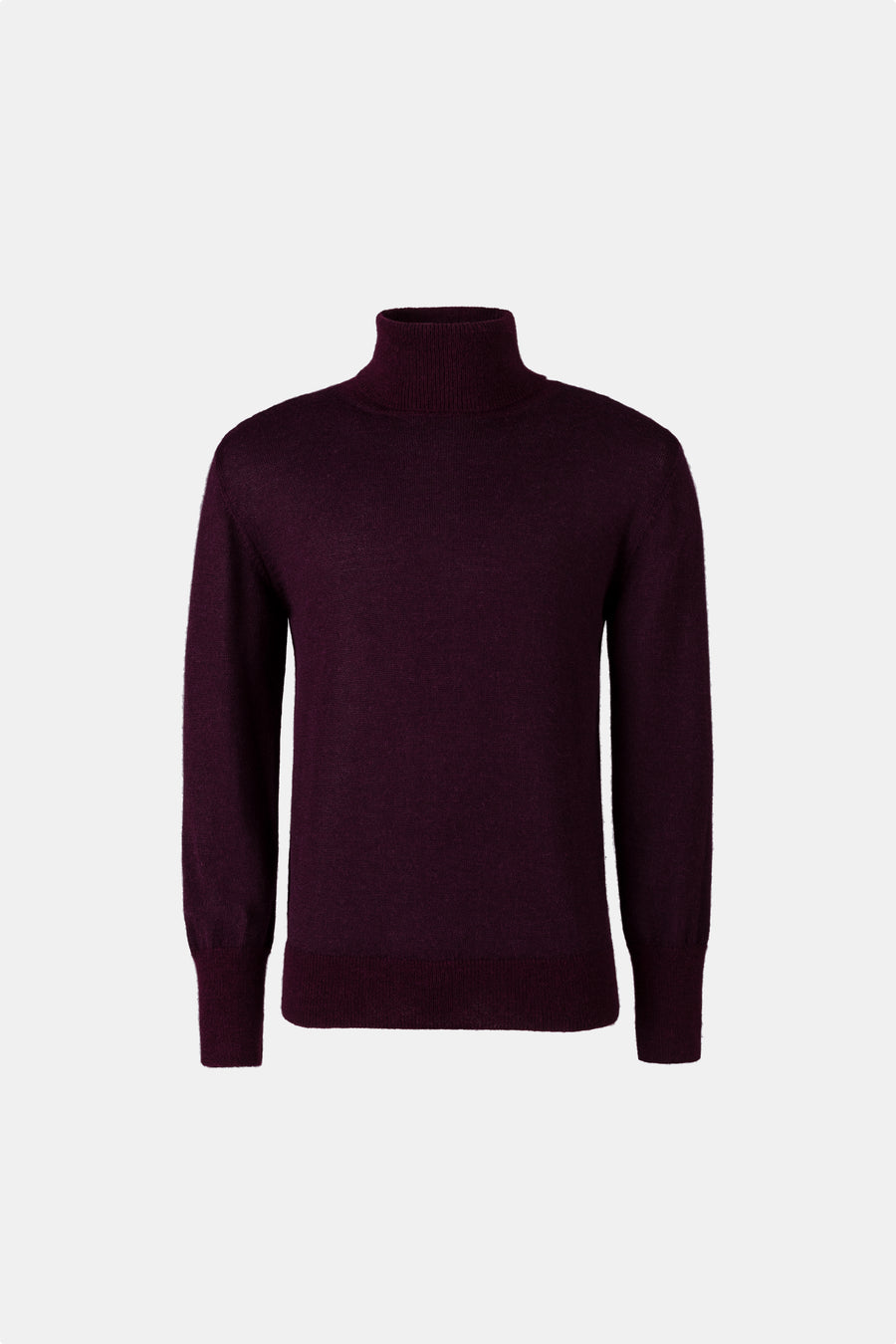 AQVAROSSA Juliaca wide knitted turtleneck in colour bordeaux extra fine alpaca front view